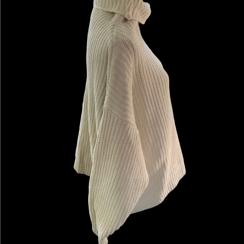 Free People Oversized Cream Cable Knit Cowl Neck Sweater Small